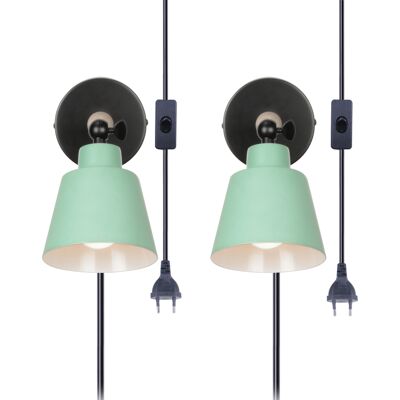 STOEX Wandlampe Mit Schalter Und Stecker, Modern Aus Eisen Holz Wandleuchte Verstellbare Für Wohnzimmer Schlafzimmer Flur Treppenhaus - 2er Grün STOEX Wandlampe Mit Schalter Und Stecker, Modern Aus Eisen Holz Wandleuchte Verstellbare Für Wohnzimmer Schlafzimmer Flur Treppenhaus - 2er Grün