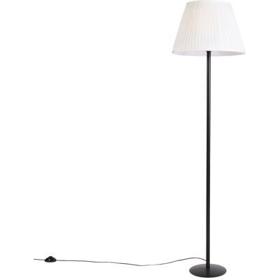 Qazqa Moderne Stehlampe Schwarz Mit Weißem Faltenschirm 45 Cm - Qazqa Moderne Stehlampe Schwarz Mit Weißem Faltenschirm 45 Cm -