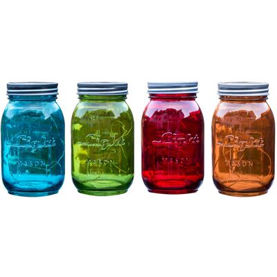 ETC-SHOP 4er Set Led Tisch Lampe Einmach-glas Leuchte Party Fenster Bank Dekoration ETC-SHOP 4er Set Led Tisch Lampe Einmach-glas Leuchte Party Fenster Bank Dekoration