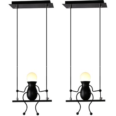STOEX 2 Stücke Kreativ Led Pendelleuchte Modern Humanoid Hängelampe E27 Höhenverstellbar Für Kinder Zimmer, Treppen, Flur, Küche, Wohnzimmer(schwarz) STOEX 2 Stücke Kreativ Led Pendelleuchte Modern Humanoid Hängelampe E27 Höhenverstellbar Für Kinder Zimmer, Treppen, Flur, Küche, Wohnzimmer(schwarz)