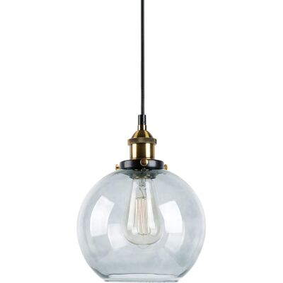 Minkurow Industrielle Vintage-glas-pendelleuchte, Metall-finish, Klarglaskugel, Runder Schirm, Loft-pendelleuchte, Retro-deckenleuchte, Vintage-lampe (rauchgrau, 20 Cm) Minkurow Industrielle Vintage-glas-pendelleuchte, Metall-finish, Klarglaskugel, Runder Schirm, Loft-pendelleuchte, Retro-deckenleuchte, Vintage-lampe (rauchgrau, 20 Cm)