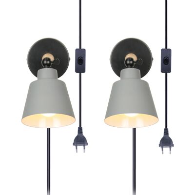 STOEX Wandlampe Mit Schalter Und Stecker, Modern Aus Eisen Holz Wandleuchte Verstellbare Für Wohnzimmer Schlafzimmer Flur Treppenhaus - 2pcs Grau STOEX Wandlampe Mit Schalter Und Stecker, Modern Aus Eisen Holz Wandleuchte Verstellbare Für Wohnzimmer Schlafzimmer Flur Treppenhaus - 2pcs Grau