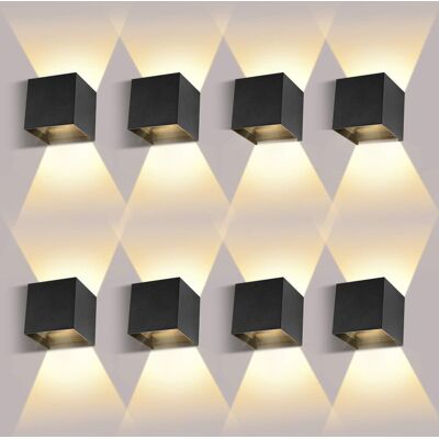 XISRENS Ledmo 8 Pack Wandleuchte Für Den Innen- Und Außenbereich, 12 W, 3000 K, Wandleuchte Für Den Außenbereich, Faisceau-winkel, Verstellbar, Schwarz, Wandleuchte Für Den Außenbereich, Etanche, Ip65 XISRENS Ledmo 8 Pack Wandleuchte Für Den Innen- Und Außenbereich, 12 W, 3000 K, Wandleuchte Für Den Außenbereich, Faisceau-winkel, Verstellbar, Schwarz, Wandleuchte Für Den Außenbereich, Etanche, Ip65