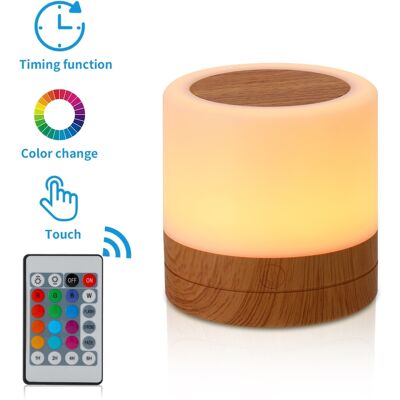 HEAT Nachttischlampe Aus Holz Mit Led-beleuchtung, Farbigem Holzmaserungs-nachtlicht Und Touch-fernbedienung HEAT Nachttischlampe Aus Holz Mit Led-beleuchtung, Farbigem Holzmaserungs-nachtlicht Und Touch-fernbedienung