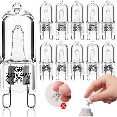 BOBYPET 10 Stück G9 40w 230v 2900k 480lm Dimmbare Warmweiße G9-halogenlampe. Geeignet Für Backofenbeleuchtung, Deckenleuchten, Wandleuchten, Schrankbeleuchtung Usw. BOBYPET 10 Stück G9 40w 230v 2900k 480lm Dimmbare Warmweiße G9-halogenlampe. Geeignet Für Backofenbeleuchtung, Deckenleuchten, Wandleuchten, Schrankbeleuchtung Usw.