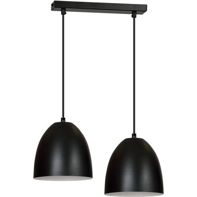 Licht-erlebnisse - Hängelampe Schwarz 2 Flammig E27 Retro Metall Esszimmer Küche Licht-erlebnisse - Hängelampe Schwarz 2 Flammig E27 Retro Metall Esszimmer Küche