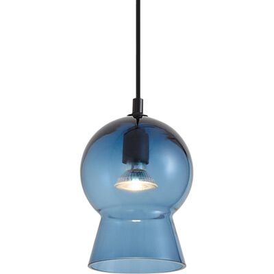 Qazqa Retro-pendelleuchte Schwarz Mit Blauem Glas Für Qazqa Retro-pendelleuchte Schwarz Mit Blauem Glas Für