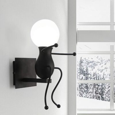 STOEX Humanoid Wandleuchte E27 Kreative Dekorative Wandleuchte Moderne Innen Für Schlafzimmer Kinderzimmer Korridor - Schwarz STOEX Humanoid Wandleuchte E27 Kreative Dekorative Wandleuchte Moderne Innen Für Schlafzimmer Kinderzimmer Korridor - Schwarz