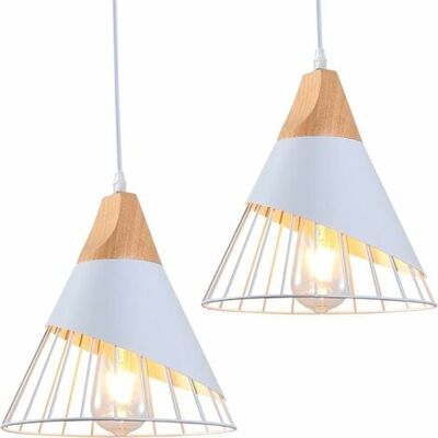 STOEX 2er Set Retro Metallkäfig Pendelleuchte E27 Deckenbeleuchtung, Industrielle Kronleuchter Lampe Vintage Pendelleuchte Deckenleuchte - Weiß STOEX 2er Set Retro Metallkäfig Pendelleuchte E27 Deckenbeleuchtung, Industrielle Kronleuchter Lampe Vintage Pendelleuchte Deckenleuchte - Weiß