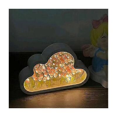 TRUVO Diy-tulpen-nachtlicht, Wolken-tulpen-spiegel-nachtlicht, Künstliche Blume Fürs Schlafzimmer (b) TRUVO Diy-tulpen-nachtlicht, Wolken-tulpen-spiegel-nachtlicht, Künstliche Blume Fürs Schlafzimmer (b)