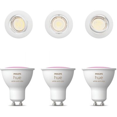 Philips Hue Peridot Set Mit 3 Nicht Schwenkbaren Einbaustrahler Gu10 (weiß) Weißes Und Farbiges Licht - White And Color Ambiance Philips Hue Peridot Set Mit 3 Nicht Schwenkbaren Einbaustrahler Gu10 (weiß) Weißes Und Farbiges Licht - White And Color Ambiance