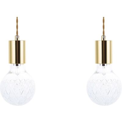 Beliani Set aus 2 Glas Pendelleuchten Gold ANZA - Pendellampen Beliani Set aus 2 Glas Pendelleuchten Gold ANZA - Pendellampen