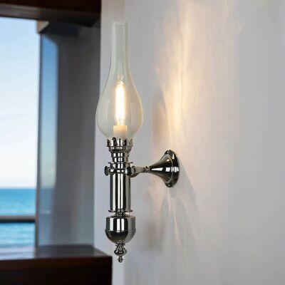 LICHT-ERLEBNISSE Wandlampe Messing Glas In Chrom E14 Jugendstil Treppe Flur Bad LICHT-ERLEBNISSE Wandlampe Messing Glas In Chrom E14 Jugendstil Treppe Flur Bad
