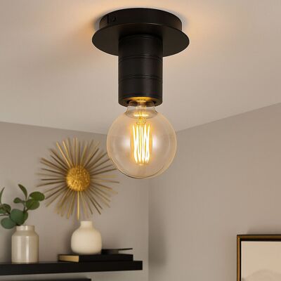 Globo Deckenlampe Deckenleuchte 1 Flammig Wohnzimmerleuchte Schwarz, Metall Alu, 1x E27 Fassung, Dxh 15x11 Cm Globo Deckenlampe Deckenleuchte 1 Flammig Wohnzimmerleuchte Schwarz, Metall Alu, 1x E27 Fassung, Dxh 15x11 Cm