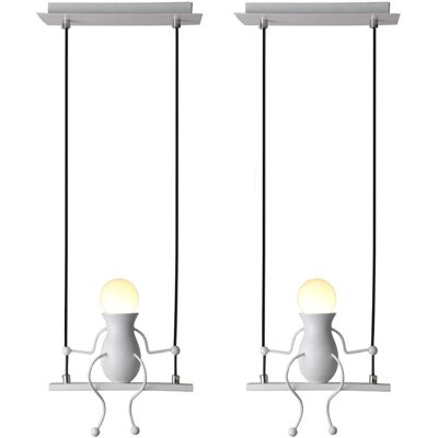 STOEX 2 Stück Kreativ Led Pendelleuchte Modern Humanoid Hängelampe E27 Höhenverstellbar Für Kinder Zimmer, Treppen, Flur, Küche, Wohnzimmer(weiß) STOEX 2 Stück Kreativ Led Pendelleuchte Modern Humanoid Hängelampe E27 Höhenverstellbar Für Kinder Zimmer, Treppen, Flur, Küche, Wohnzimmer(weiß)