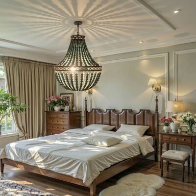 JCPYIUL Blau Boho Natürlich Holzperlen Pendelleuchte Vintage Rustikale Led Hängende Lampe E27 Loft Französische Landschaft Kronleuchter Deckenbeleuchtung Für Schlafzimmer Küche Insel JCPYIUL Blau Boho Natürlich Holzperlen Pendelleuchte Vintage Rustikale Led Hängende Lampe E27 Loft Französische Landschaft Kronleuchter Deckenbeleuchtung Für Schlafzimmer Küche Insel