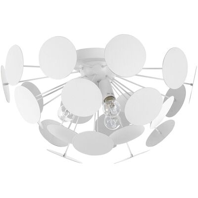 BELIANI Deckenlampe Weiß 3-flammig Schirm Aus Dekorativen Metallplatten Matte Oberfläche Wohn-, Schlaf- Oder Esszimmer Halbkreisförmig Moderner Stil BELIANI Deckenlampe Weiß 3-flammig Schirm Aus Dekorativen Metallplatten Matte Oberfläche Wohn-, Schlaf- Oder Esszimmer Halbkreisförmig Moderner Stil