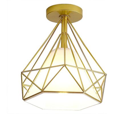 STOEX Deckenleuchte Industrielle Retro Deckenlampe Aus Eisen Lampenschirm In Diamant Käfig E27 25cm Für Flur Küche Wohnzimmer Schlafzimmer (gold) STOEX Deckenleuchte Industrielle Retro Deckenlampe Aus Eisen Lampenschirm In Diamant Käfig E27 25cm Für Flur Küche Wohnzimmer Schlafzimmer (gold)