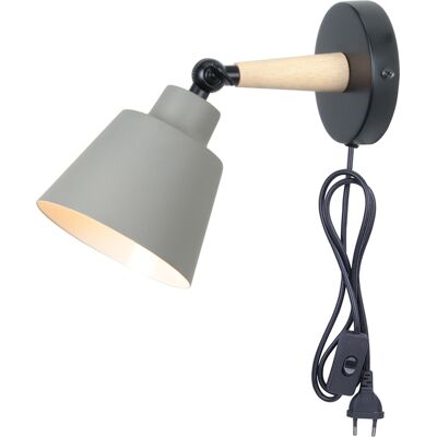 Stoex Wandleuchte Aus Eisen Holz Wandlampe Mit Schalter Und Stecker Vintage Verstellbare E27 Für Wohnzimmer Schlafzimmer Flur Treppenhaus - Grau Stoex Wandleuchte Aus Eisen Holz Wandlampe Mit Schalter Und Stecker Vintage Verstellbare E27 Für Wohnzimmer Schlafzimmer Flur Treppenhaus - Grau