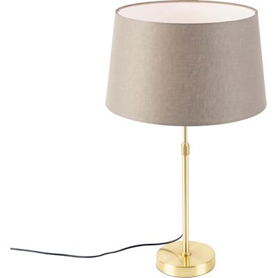 QAZQA Rustikale Tischlampe Taupe Leinen - Tischleuchte QAZQA Rustikale Tischlampe Taupe Leinen - Tischleuchte