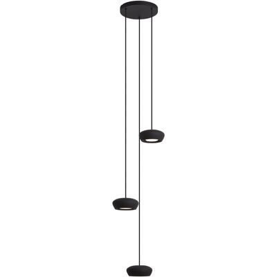 Qazqa Moderne Schwarze 3-flammige Pendelleuchte Mit Rundem Schirm Qazqa Moderne Schwarze 3-flammige Pendelleuchte Mit Rundem Schirm