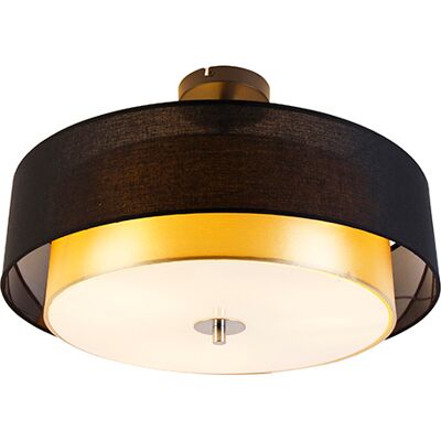 Qazqa Modernes Deckenlampe Schwarz Gold - 50cm, 3 Leuchten Qazqa Modernes Deckenlampe Schwarz Gold - 50cm, 3 Leuchten