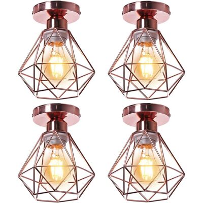 Stoex 4pcs Deckenleuchte Retro Hängende Deckenleuchte E27 Industrielle Metall Käfig Für Flur Studie Küche Büro Schlafzimmer (roségold) Stoex 4pcs Deckenleuchte Retro Hängende Deckenleuchte E27 Industrielle Metall Käfig Für Flur Studie Küche Büro Schlafzimmer (roségold)