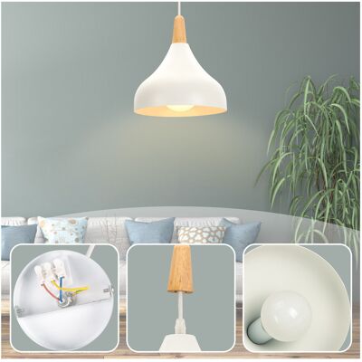 AXHUP Pendelleuchte, 1 Flammig Hängeleuchte Im Moderne Stil, Kronleuchter Mit Ø20cm Lampenschirm Für Wohnzimmer Schlafzimmer Esszimmer (weiß) AXHUP Pendelleuchte, 1 Flammig Hängeleuchte Im Moderne Stil, Kronleuchter Mit Ø20cm Lampenschirm Für Wohnzimmer Schlafzimmer Esszimmer (weiß)
