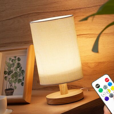 JUTE Minimalistische Nachttischlampe Im Modernen Nordischen Stil, Aus Holz, Dimmbares Warmweißes Led-nachtlicht, Kleine Tischlampe Mit Fernbedienung, Beige. JUTE Minimalistische Nachttischlampe Im Modernen Nordischen Stil, Aus Holz, Dimmbares Warmweißes Led-nachtlicht, Kleine Tischlampe Mit Fernbedienung, Beige.