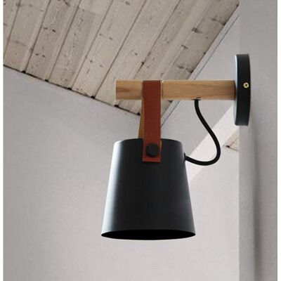 SOEKAVIA E27 Moderne Wandleuchte Metall Stil Schmiedeeisen Holz Gürtel Wandleuchte Kreative Nordische Beleuchtung Pendelleuchte (schwarz) - Rw SOEKAVIA E27 Moderne Wandleuchte Metall Stil Schmiedeeisen Holz Gürtel Wandleuchte Kreative Nordische Beleuchtung Pendelleuchte (schwarz) - Rw