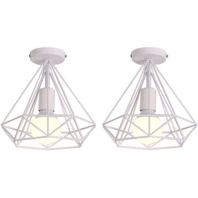 AXHUP 2x Deckenleuchte Diamant Form Vintage Deckenlampe Mit Käfig Antik Semi-flush Mount Licht E27 Lampenfassung Für Esszimmer Schlafzimmer Loft (weiß) AXHUP 2x Deckenleuchte Diamant Form Vintage Deckenlampe Mit Käfig Antik Semi-flush Mount Licht E27 Lampenfassung Für Esszimmer Schlafzimmer Loft (weiß)