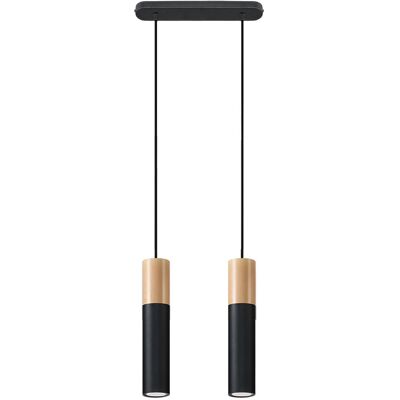 Etc-shop - Pendelleuchte Schwarz Metall Hängeleuchte Schwarz Zylinder Hängelampe Mit Holz, Aus Stahl, 2x Gu10, Lxbxh 34x8x100 Cm Etc-shop - Pendelleuchte Schwarz Metall Hängeleuchte Schwarz Zylinder Hängelampe Mit Holz, Aus Stahl, 2x Gu10, Lxbxh 34x8x100 Cm