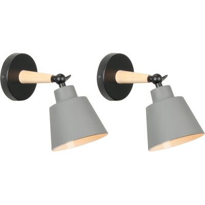 AXHUP - Macaron - Grau - Holzarm E27 - Wandleuchte AXHUP - Macaron - Grau - Holzarm E27 - Wandleuchte