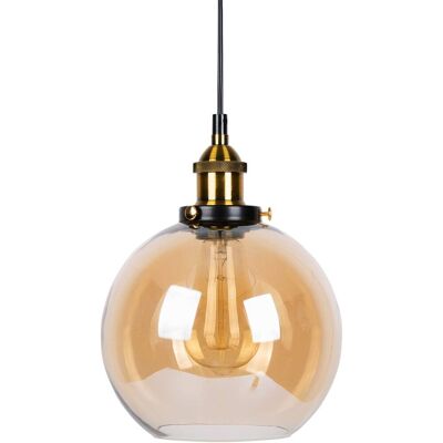 Minkurow Glas-pendelleuchte, Vintage-finish, Metall, Industrielles Klarglas, Runder Kugelschirm, Loft-pendelleuchte, Retro-lampe, Vintage-deckenleuchte (bernsteinfarben, 20 Cm) Minkurow Glas-pendelleuchte, Vintage-finish, Metall, Industrielles Klarglas, Runder Kugelschirm, Loft-pendelleuchte, Retro-lampe, Vintage-deckenleuchte (bernsteinfarben, 20 Cm)