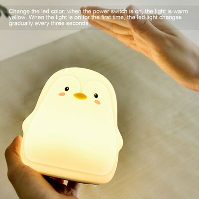JUTE Weiches Silikon-pinguin-nachtlicht Für Kinder, 7 Led-farben, Touch-lampe, Geschenk Zur Babyparty JUTE Weiches Silikon-pinguin-nachtlicht Für Kinder, 7 Led-farben, Touch-lampe, Geschenk Zur Babyparty