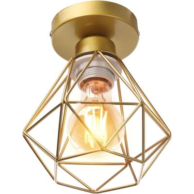 Stoex Deckenleuchte Retro Hängende Deckenleuchte E27 Industrielle Metall Käfig Für Flur Studie Küche Büro Schlafzimmer (golden) Stoex Deckenleuchte Retro Hängende Deckenleuchte E27 Industrielle Metall Käfig Für Flur Studie Küche Büro Schlafzimmer (golden)