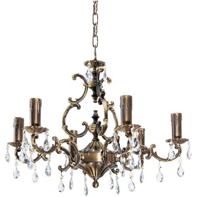 LICHT-ERLEBNISSE Premium Kronleuchter Messing Kristall Opulent In Antik E14 Pendelleuchte Hängelampe Esszimmer Wohnzimmer LICHT-ERLEBNISSE Premium Kronleuchter Messing Kristall Opulent In Antik E14 Pendelleuchte Hängelampe Esszimmer Wohnzimmer