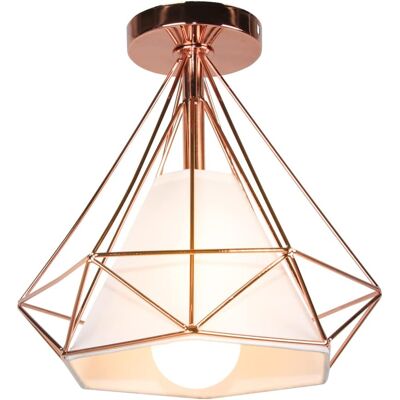 STOEX Deckenleuchte Industrielle Retro Deckenlampe Aus Eisen Lampenschirm In Diamant Käfig E27 25cm Für Flur Küche Wohnzimmer Schlafzimmer (roségold) STOEX Deckenleuchte Industrielle Retro Deckenlampe Aus Eisen Lampenschirm In Diamant Käfig E27 25cm Für Flur Küche Wohnzimmer Schlafzimmer (roségold)