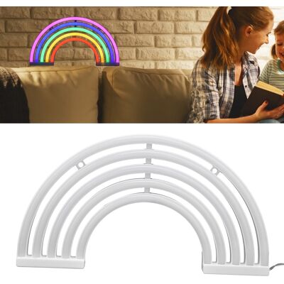 JUTE Led-neon-tischlampe Für Schlafzimmer, Bar, Partydekoration, Nachtlicht, Betrieb Über Usb Oder Batterien, Regenbogen-design. JUTE Led-neon-tischlampe Für Schlafzimmer, Bar, Partydekoration, Nachtlicht, Betrieb Über Usb Oder Batterien, Regenbogen-design.