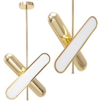 Toolight APP832-CP Gold Pendelleuchte mit 2 Punkten, 24W, 9,2x43,5x70cm - Deckenleuchte Toolight APP832-CP Gold Pendelleuchte mit 2 Punkten, 24W, 9,2x43,5x70cm - Deckenleuchte