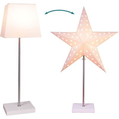 Eglo Christmas - Eglo Weihnachts-tischlampe Mit Zwei Wechselbaren Lampenschirmen In Weiß, Tischleuchte Weihnachten Mit Kabel, Leuchtstern Aus Papier, 3d Adventsstern, E14 Eglo Christmas - Eglo Weihnachts-tischlampe Mit Zwei Wechselbaren Lampenschirmen In Weiß, Tischleuchte Weihnachten Mit Kabel, Leuchtstern Aus Papier, 3d Adventsstern, E14