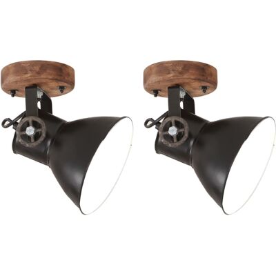 vidaXL Industrie Wandle/Deckenlampen 2 Stück Schwarz 20x25 cm E27 vidaXL Industrie Wandle/Deckenlampen 2 Stück Schwarz 20x25 cm E27
