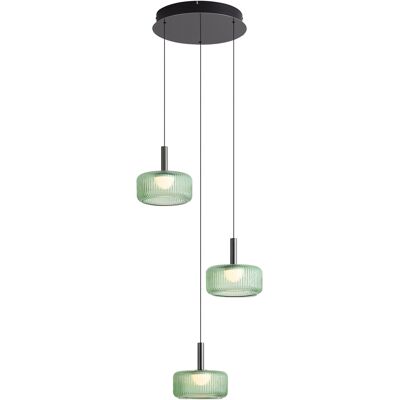 Qazqa Design-pendelleuchte Gunmetal Mit Grünem Glas, Inkl. Led Qazqa Design-pendelleuchte Gunmetal Mit Grünem Glas, Inkl. Led