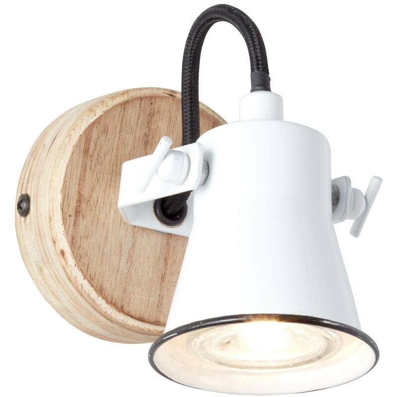 Lampe Seed Wandspot weiß/holz hell 1x PAR51, GU10, 5W, geeignet für Reflektorlampen (nicht enthalten) Köpfe schwenkbar - weiß - Brilliant