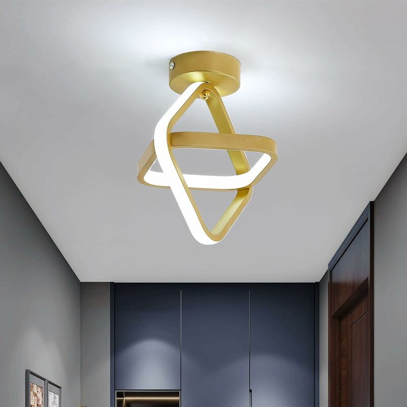 AISKDAN Plafonnier led, 24W Lampe de Plafond Moderne en Métal, Or Carré Luminaire éclairage Plafond pour Décoratif Salon Salle à Manger Chambre, Lumière