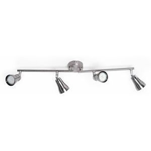 Etc-shop - Deckenleuchte Strahler 4 flammig Deckenlampe silber Wohnraum Deckenleuchten, led Spots beweglich Metall, 4x GU10 4x 3 Watt 4x 280 lm,