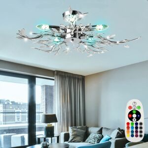 Etc-shop - Decken Lampe Wohn Zimmer Dimmer Fernbedienung Blätter Leuchte im Set inkl. rgb led Leuchtmittel