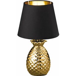 Etc-shop - Textil Nacht Tisch Lampe Fernbedienung schwarz gold Ananas Keramik Leuchte dimmbar im Set inkl. rgb led Leuchtmittel