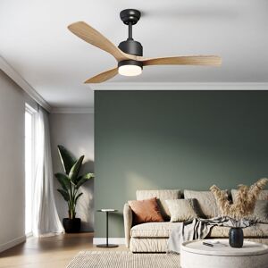 SONNI Deckenventilator mit Beleuchtung 3 Flügel 5 Leistungsstufen Reservefunktion - 132cm Schwarz Holz