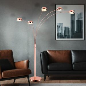 Globo Stehleuchte aus Metall in kupferfarben Design Standleuchte mit Schalter 5flammige Stehlampe, IP20, 5x E14, 100x105x200cm, Wohnzimmer Flur Schlafzimmer